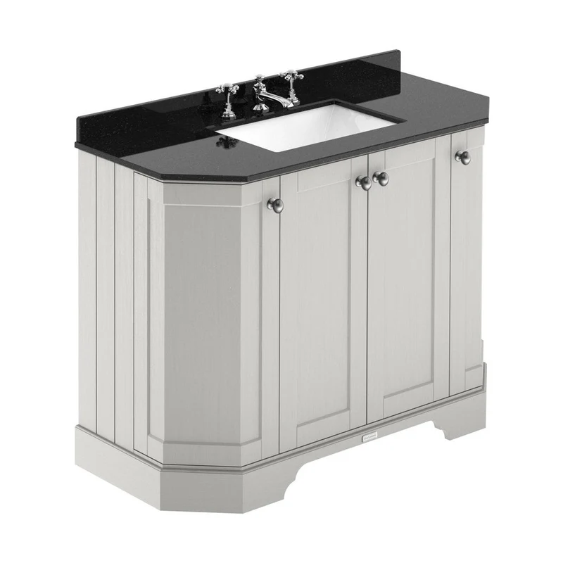 Hudson Reed Old London 1000mm 4-door Angled Unit & Marble Top 3th Trad Timeless Sand MDF Vinyl Textured Woodgrain 888x1036x470mm - LOF485