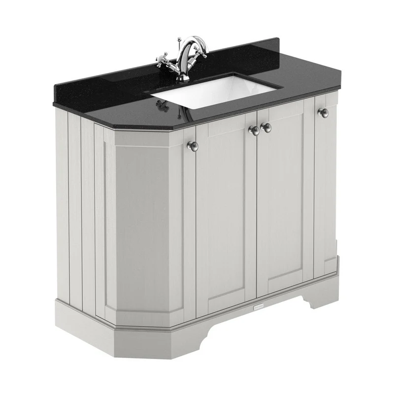 Hudson Reed Old London 1000mm 4-door Angled Unit & Marble Top 1th Trad Timeless Sand MDF Vinyl Textured Woodgrain 888x1036x470mm - LOF482