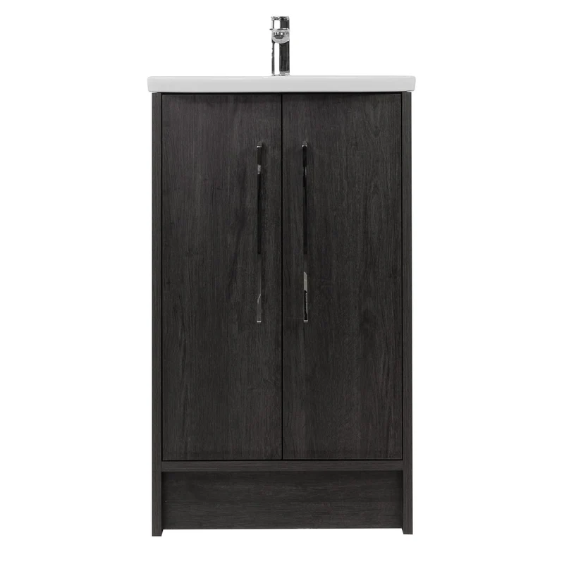 Josef Martin Urbano 500mm Space Saver Floor Standing 2 Door Vanity Unit & Modern Curved Inset Basin - Roble Azabache
