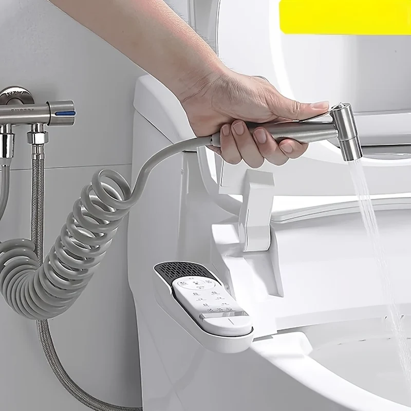 Douchette hygiénique pour WC avec flexible spiralé et support mural