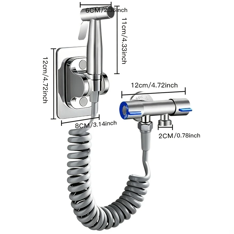 Douchette hygiénique pour WC avec flexible spiralé et support mural