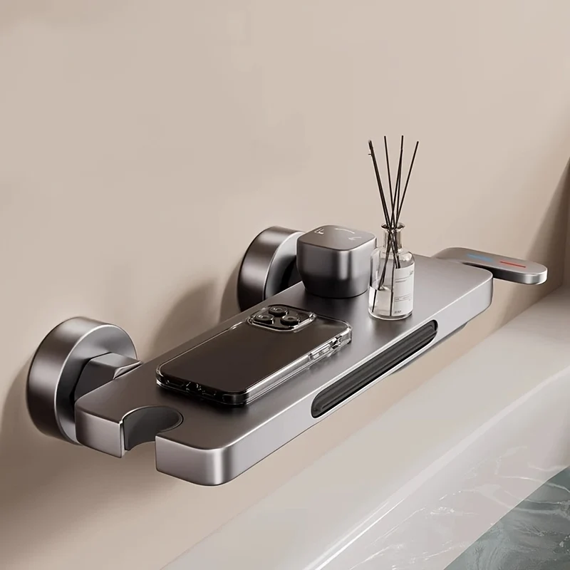 Mitigeur de baignoire mural cascade avec tablette porte-objets