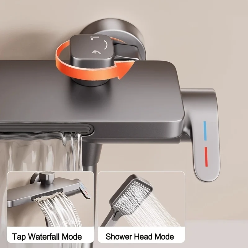 Mitigeur de baignoire mural cascade avec tablette porte-objets