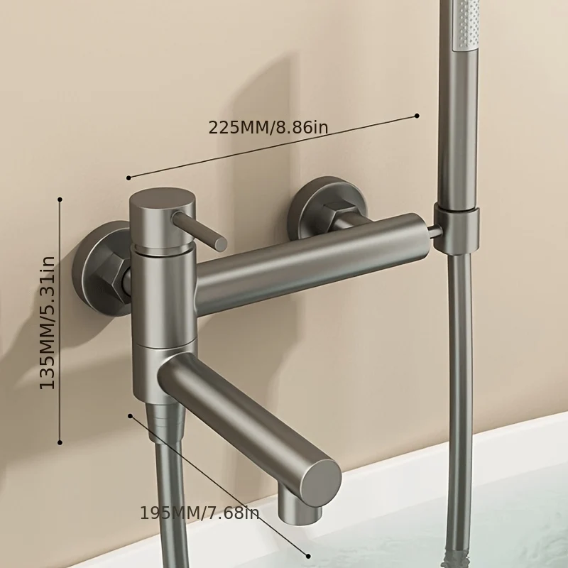 Mitigeur bain-douche mural avec douchette et bec de 20 cm
