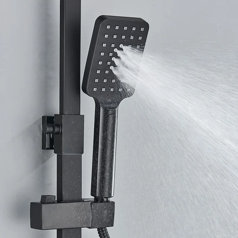 Colonne de douche noire 4 fonctions avec ciel de pluie 33 cm