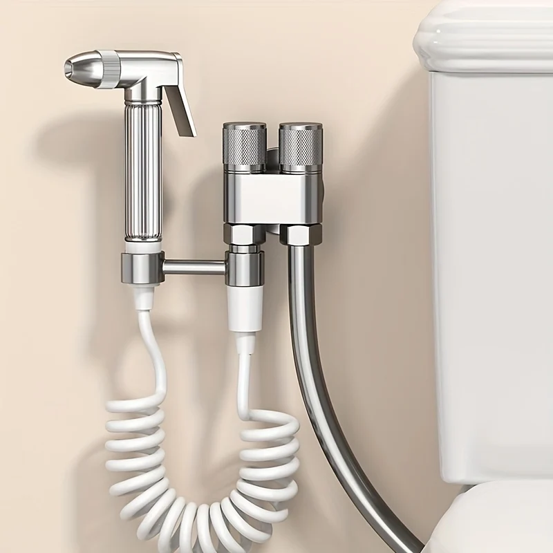 Douchette hygiénique WC avec support sans perçage et flexible télescopique