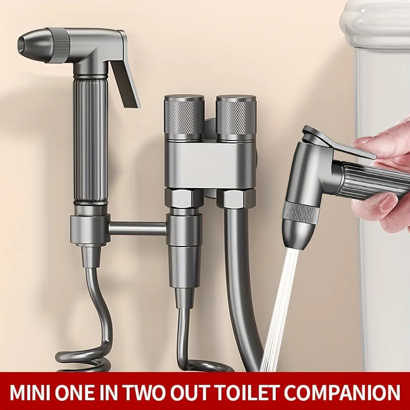 Douchette hygiénique WC avec support sans perçage et flexible télescopique