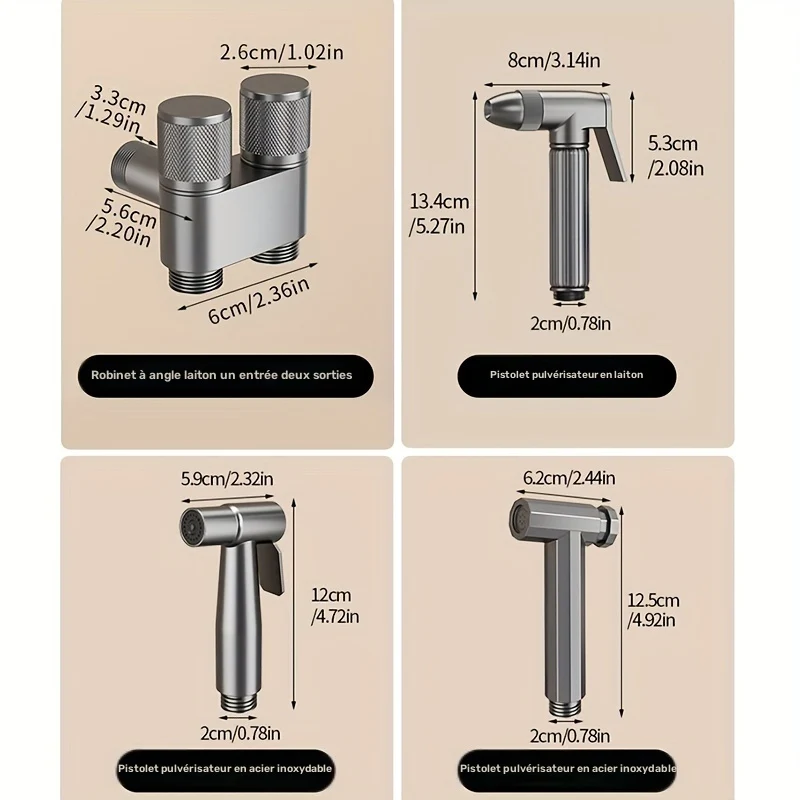 Douchette hygiénique WC avec support sans perçage et flexible télescopique