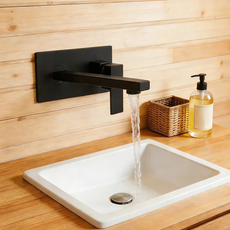 Mitigeur mural cascade noir pour vasque