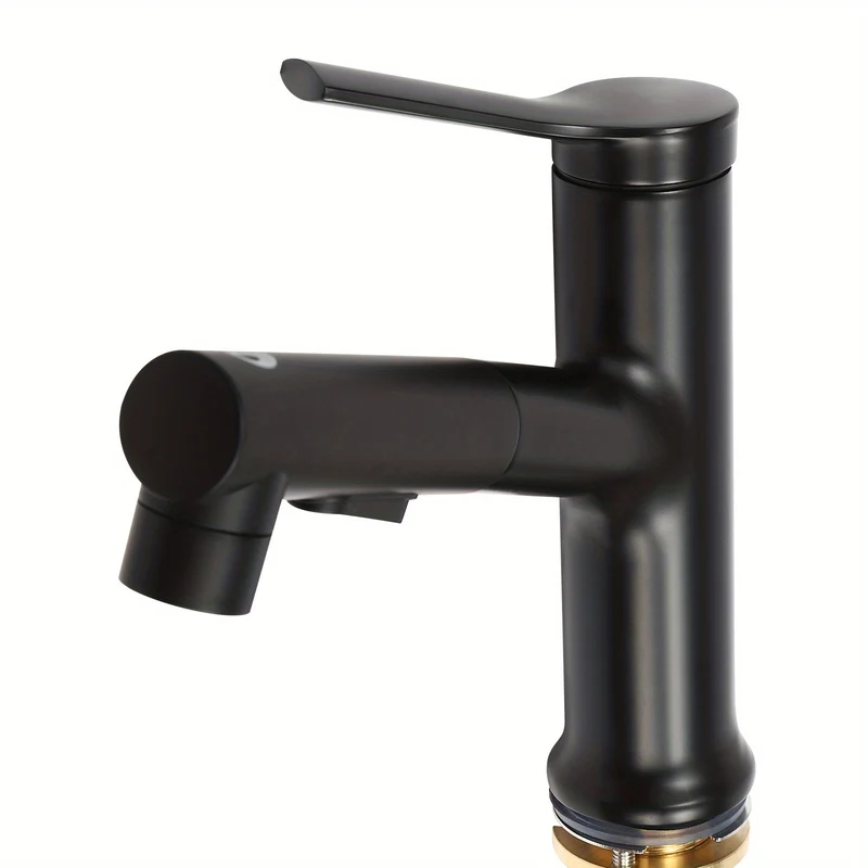 Mitigeur de lavabo noir bas avec douchette extractible de 18 cm
