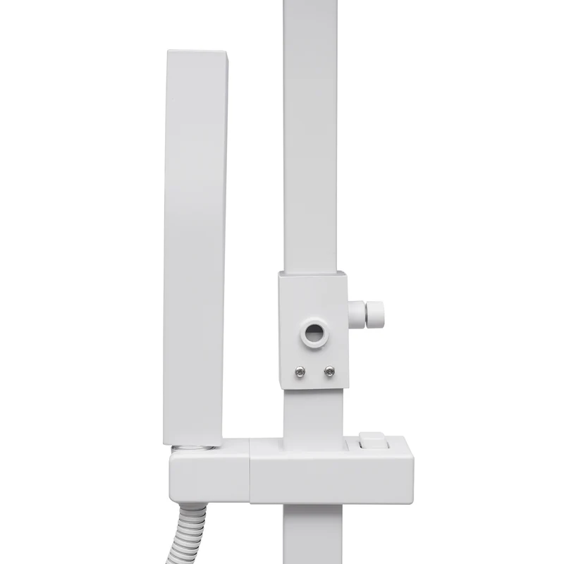 Colonne de douche thermostatique blanche avec tablette et bec de remplissage