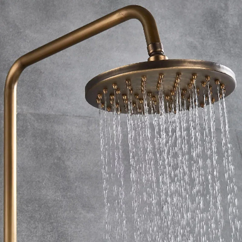 Colonne de douche rétro en laiton vieilli avec tablette et douchette