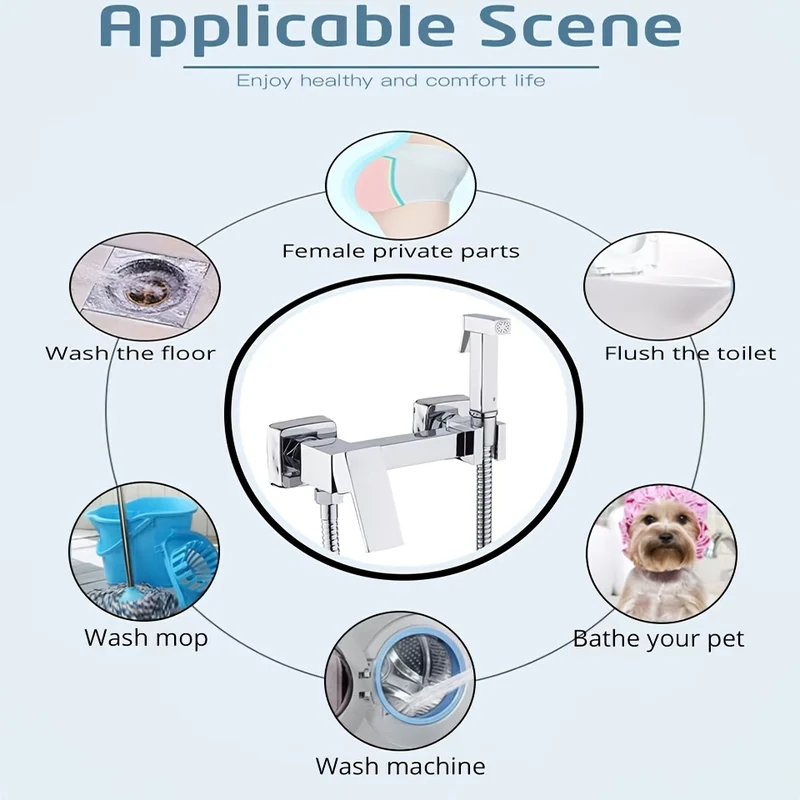 Douchette hygiénique murale pour WC avec mitigeur
