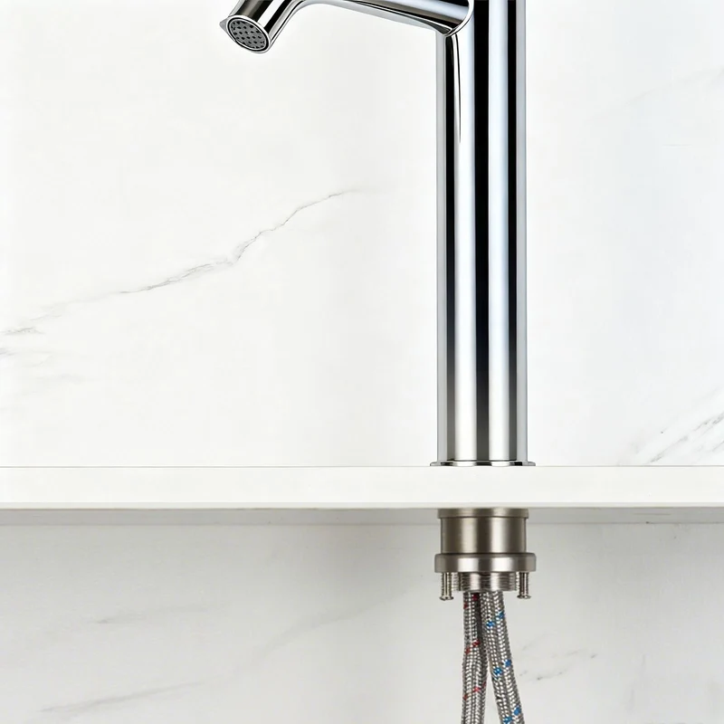 AICA Robinet de salle de bain mitigeur lavabo haut Acier inoxydable 304 - monocommande chaude/froide réglable, haute qualité classique, finition chromé