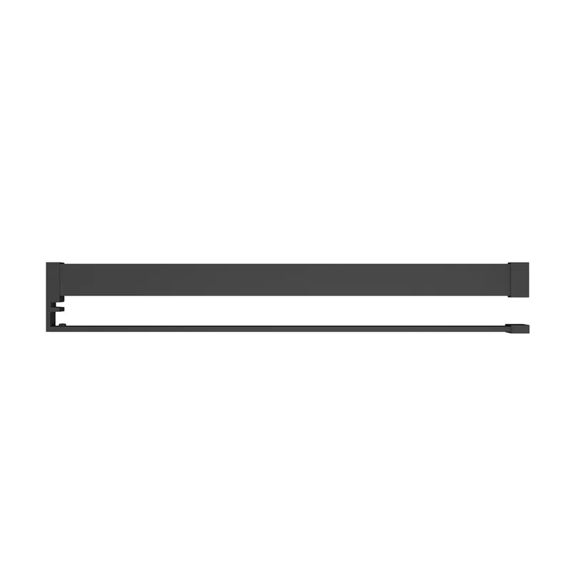 AICA Étagère de rangement longue avec porte-serviettes 2 en 1 : aluminium mat noir, pour douche à l'italienne (verre 8 mm)