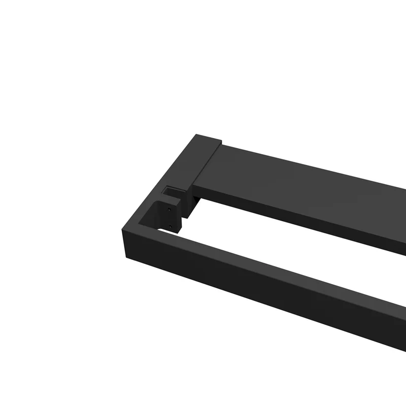 AICA Étagère de rangement longue avec porte-serviettes 2 en 1 : aluminium mat noir, pour douche à l'italienne (verre 8 mm)