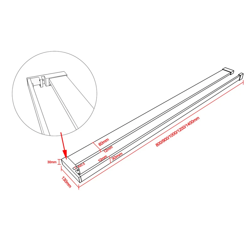 AICA Étagère de rangement longue avec porte-serviettes 2 en 1 : aluminium mat noir, pour douche à l'italienne (verre 8 mm)
