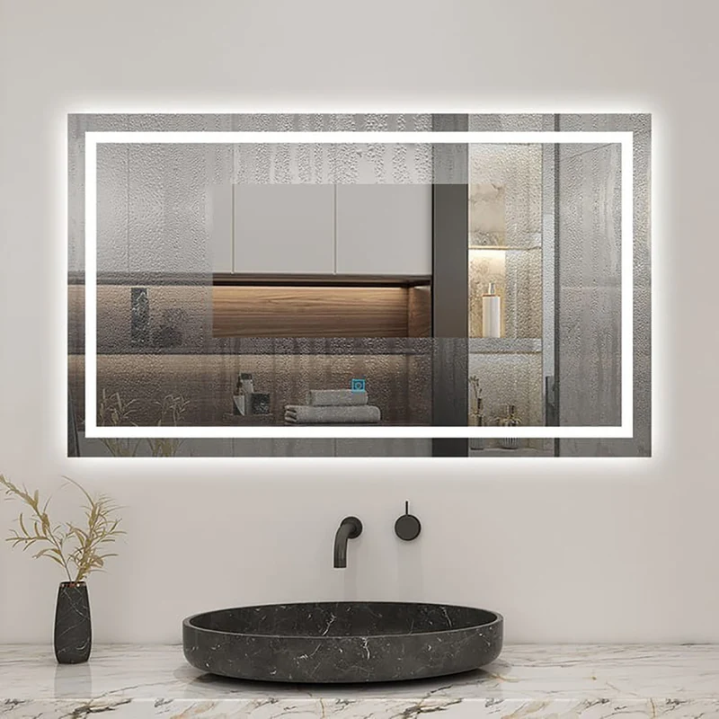 AICA LED miroir lumineux 3 couleurs tactile + anti-buée + dimmable + mémoire 80x60cm miroir salle de bain
