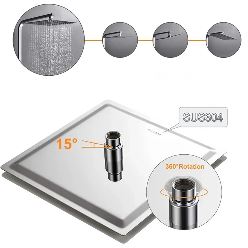 Colonne de douche thermostatique salle de bain kit carré chromé AICA