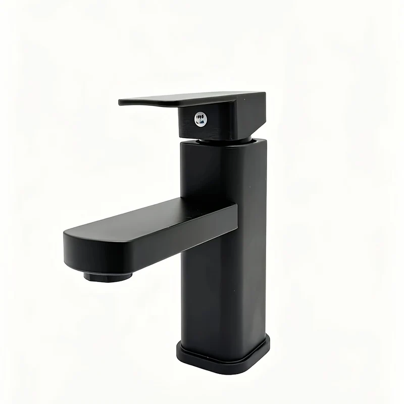 Mitigeur de lavabo noir mat minimaliste avec flexibles fournis