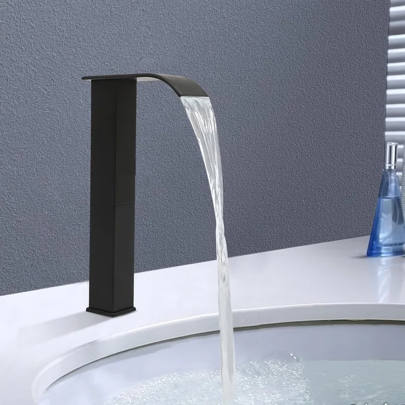 Mitigeur de vasque haut cascade noir de 32 cm