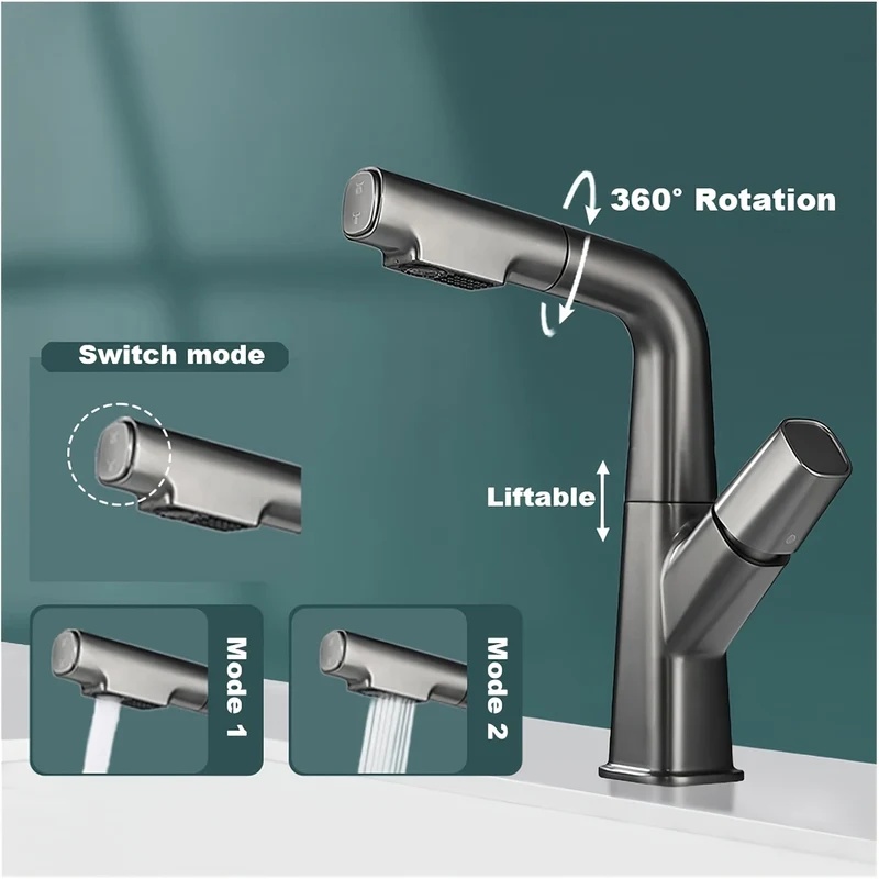 Mitigeur de lavabo compact à bec extractible et rotatif