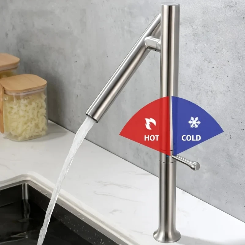 Mitigeur de lavabo haut au bec fin pivotant 360°
