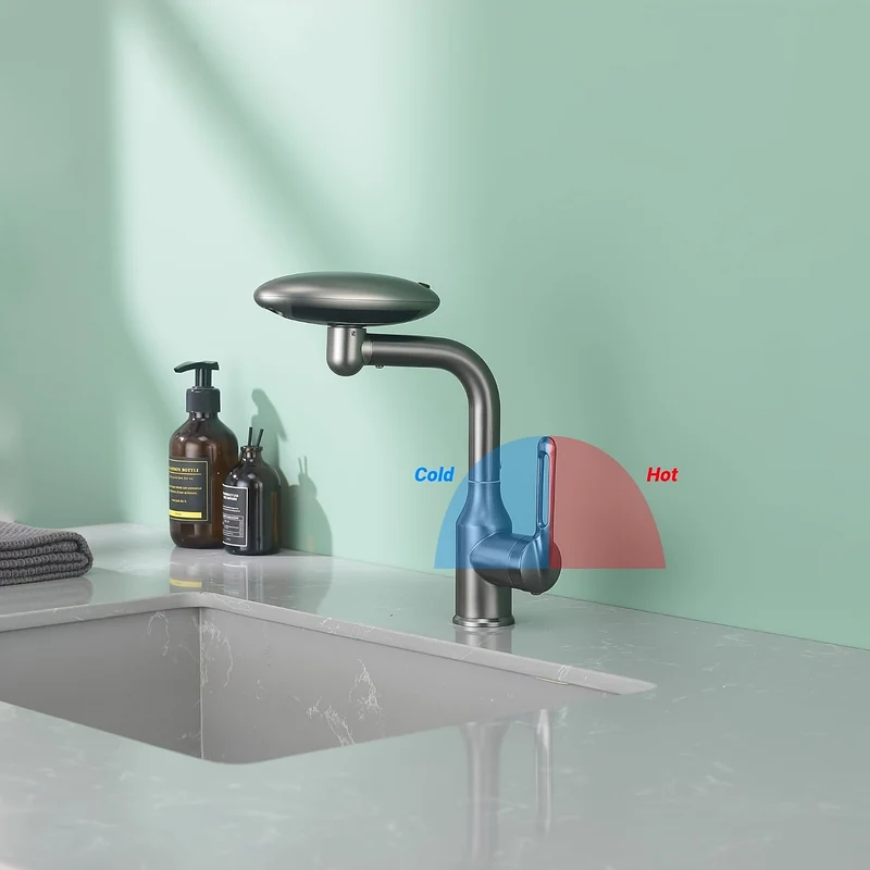 Mitigeur de lavabo à tête rotative et 4 modes de jet