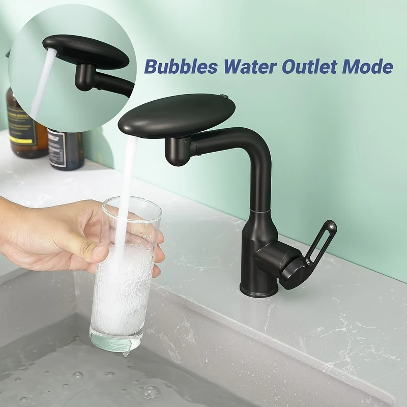 Mitigeur de lavabo à tête rotative et 4 modes de jet