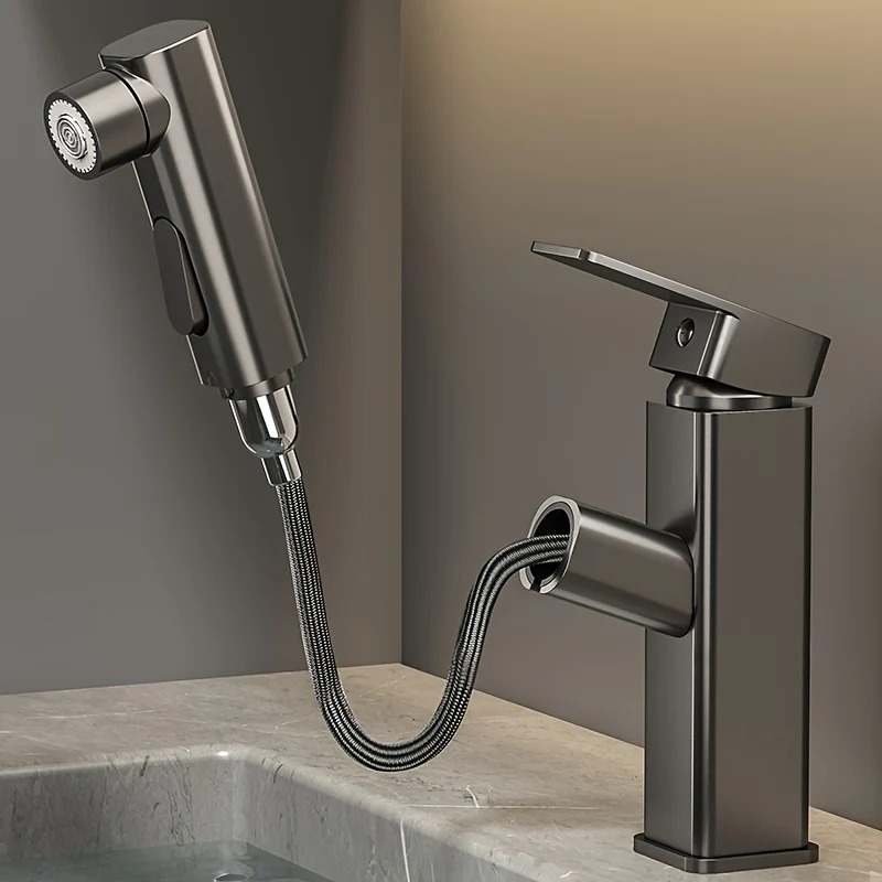 Mitigeur de lavabo carré à bec extractible et trois jets