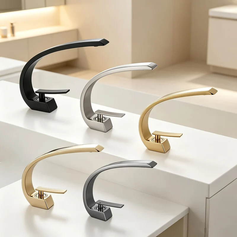 Mitigeur de lavabo en arc design monotrou