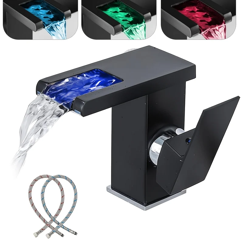 Mitigeur de lavabo cascade à LED qui change avec la température