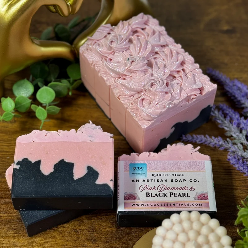 Pink Diamonds & Black Pearl ~ Natural Handmade Cold Process Soap