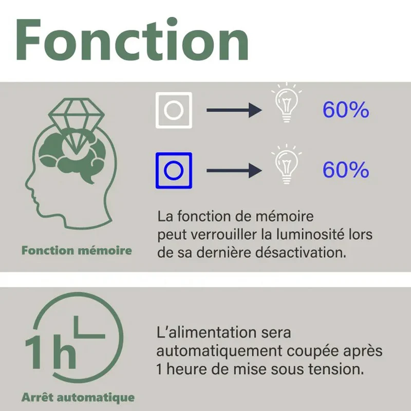 AICA Miroir lumineux rectangulaire | bluetooth, 3 couleurs, dimmable, grossissant, horloge, anti-buée, mémoire