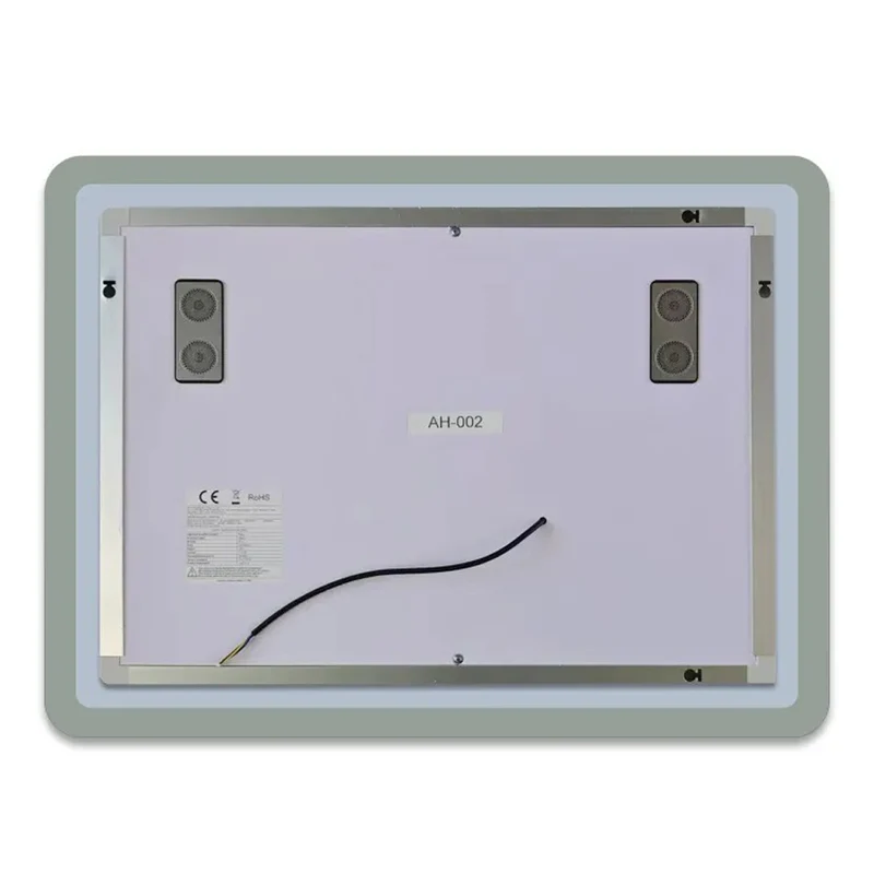 AICA Miroir lumineux rectangulaire | bluetooth, 3 couleurs, dimmable, grossissant, horloge, anti-buée, mémoire