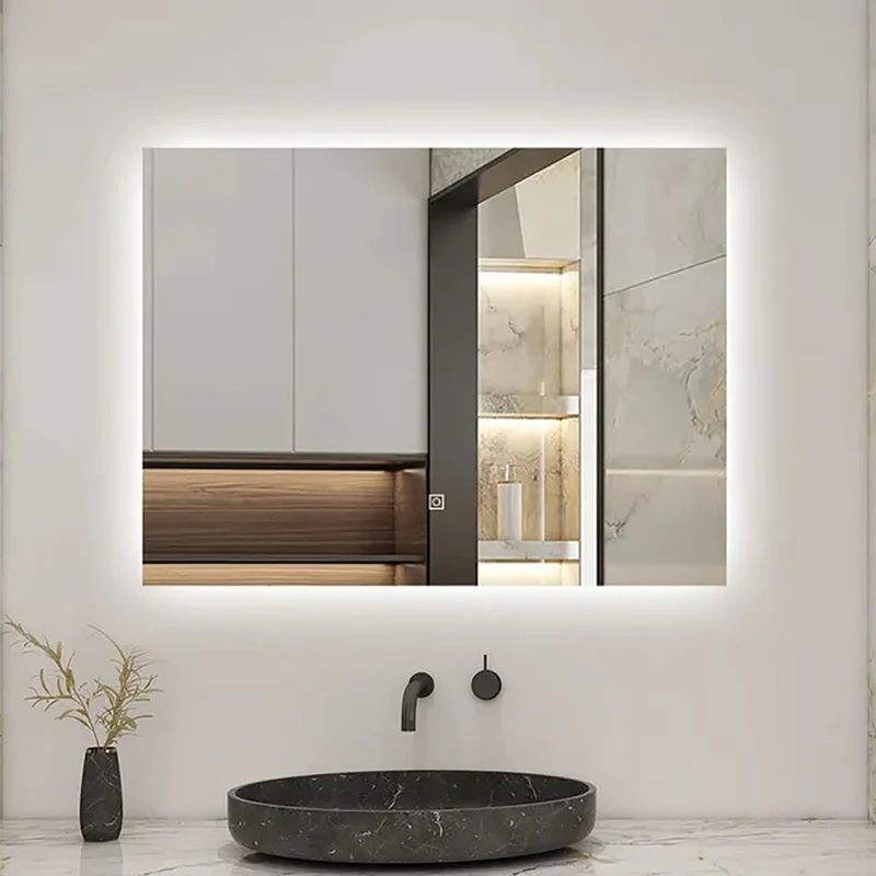 AICA LED Miroir lumineux | anti-buée + dimmable + mémoire miroir salle de bain