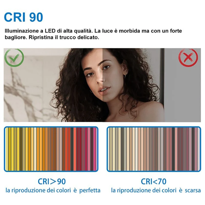 AICA miroir sur pied au sol 160x40cm led 3 couleurs tactile + dimmable + mémoire,à suspendre ou à poser de salle de bain