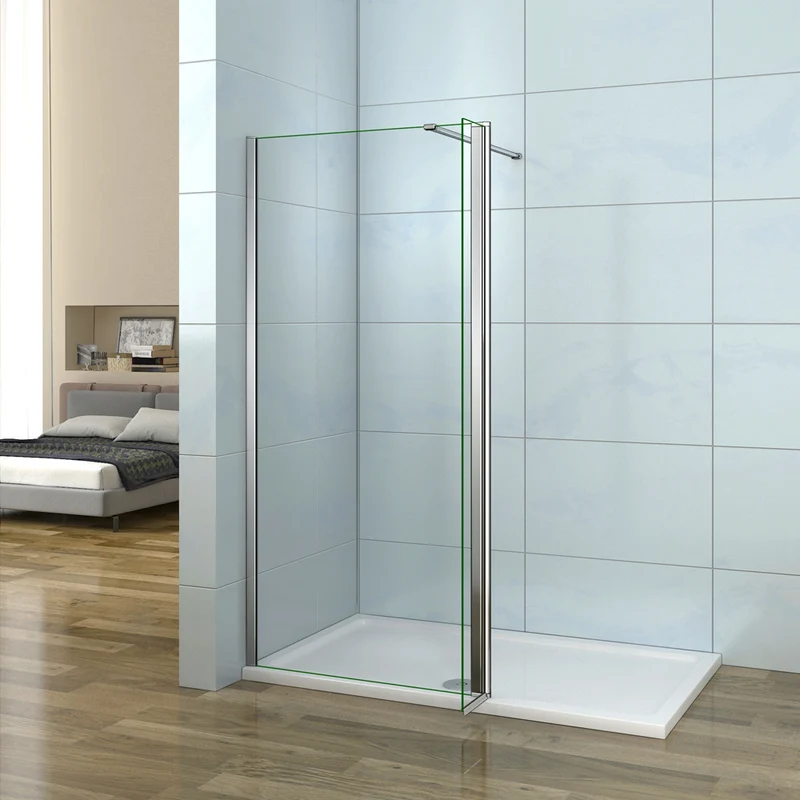 Aica paroi de douche pivotante 40cm avec une barre stabilisateur 90cm et paroi latérale à l'italienne, en 8mm verre anticalcaire, hauteur 200cm
