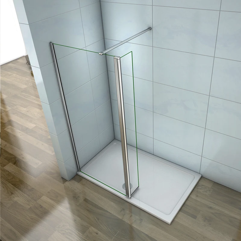 Aica paroi de douche pivotante 40cm avec une barre stabilisateur 90cm et paroi latérale à l'italienne, en 8mm verre anticalcaire, hauteur 200cm