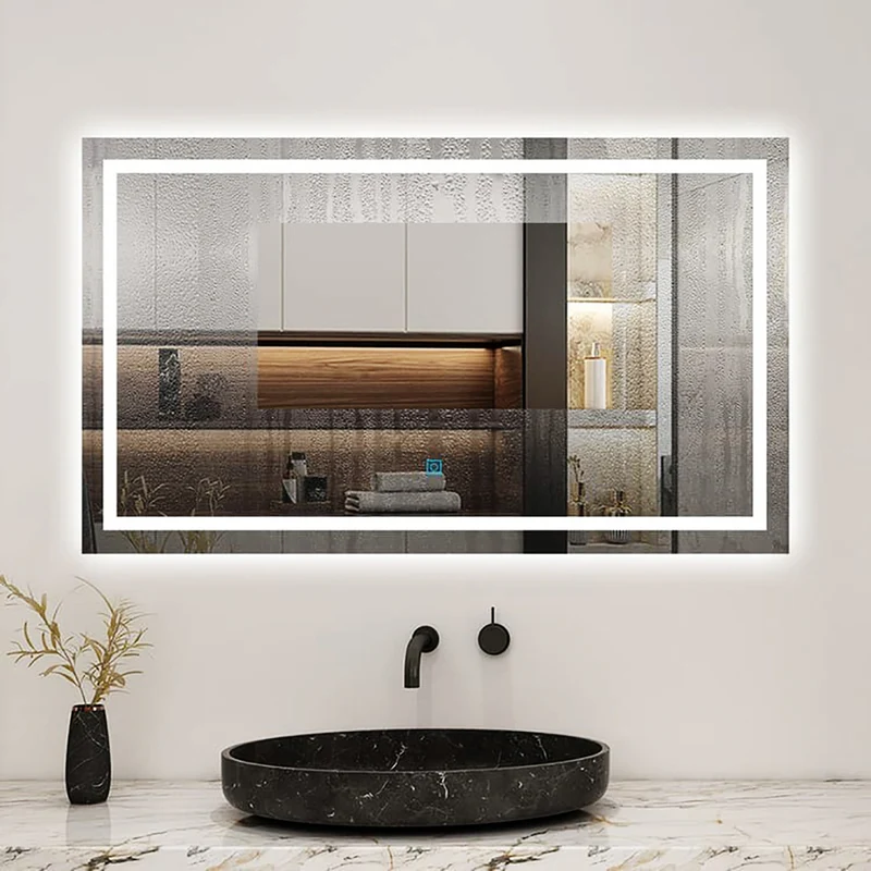 AICA LED miroir lumineux 3 couleurs tactile + anti-buée + dimmable + mémoire miroir salle de bain