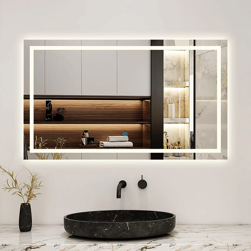 AICA LED miroir lumineux 3 couleurs tactile + anti-buée + dimmable + mémoire miroir salle de bain