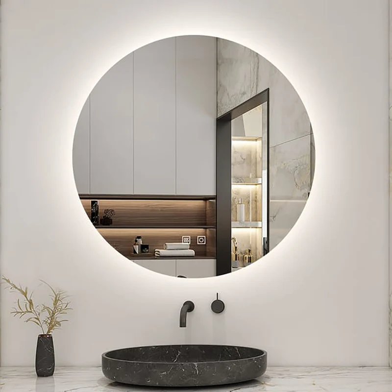 AICA LED Miroir lumineux rond 60-100cm 3 couleurs + anti-buée + dimmable + mémoire miroir salle de bain
