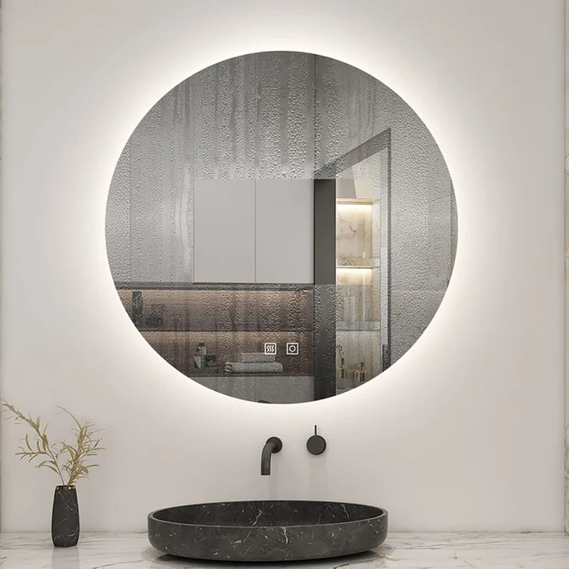 AICA LED Miroir lumineux rond 60-100cm 3 couleurs + anti-buée + dimmable + mémoire miroir salle de bain