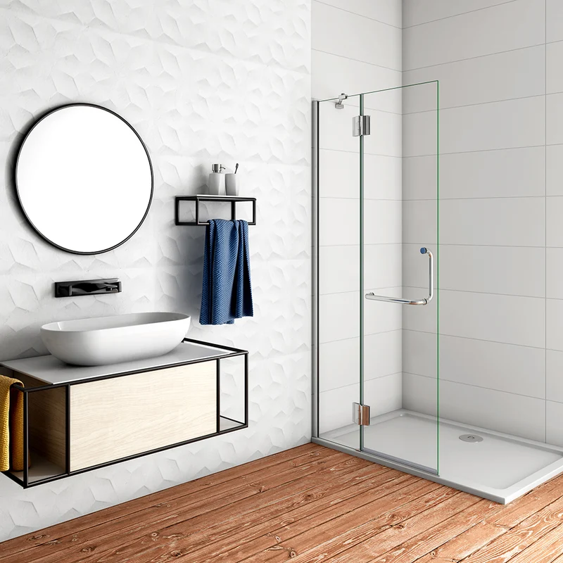 AICA Paroi de Douche Pivotante en Verre Anticalcaire - Hauteur 190cm avec Porte-Serviette Intégré