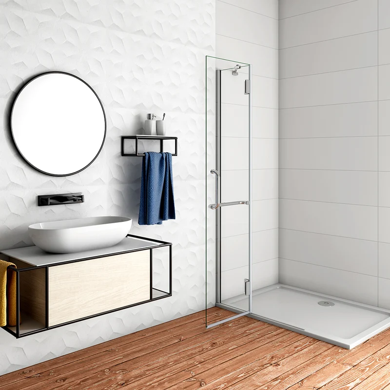 AICA Paroi de Douche Pivotante en Verre Anticalcaire - Hauteur 190cm avec Porte-Serviette Intégré