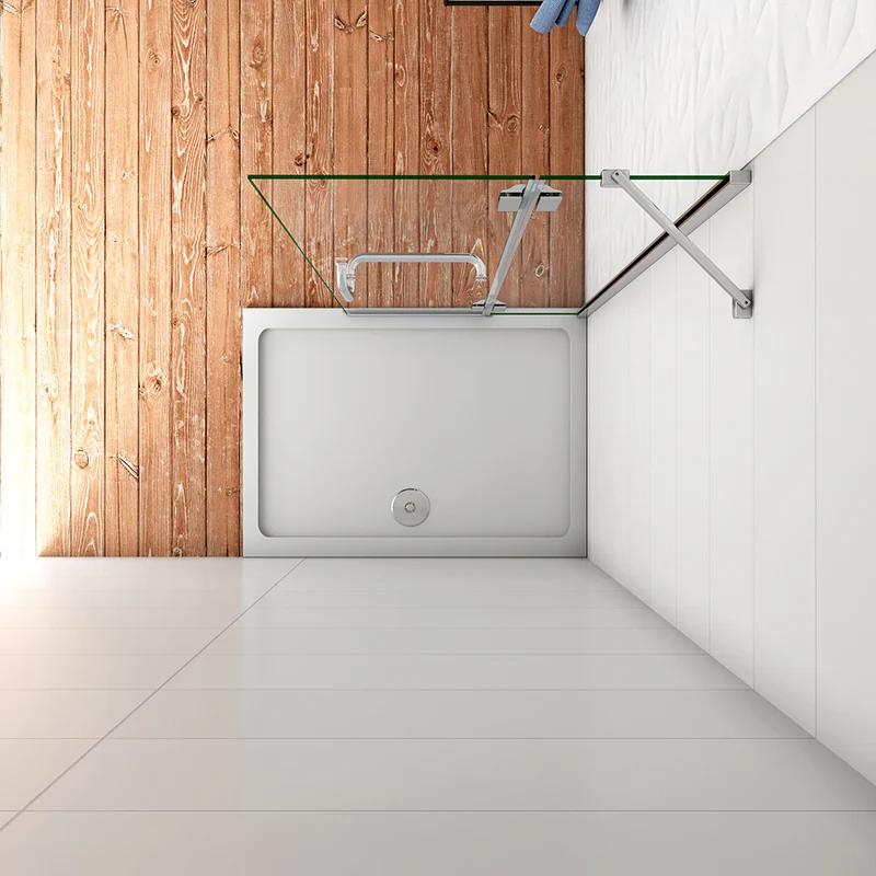 AICA Paroi de Douche Pivotante en Verre Anticalcaire - Hauteur 190cm avec Porte-Serviette Intégré