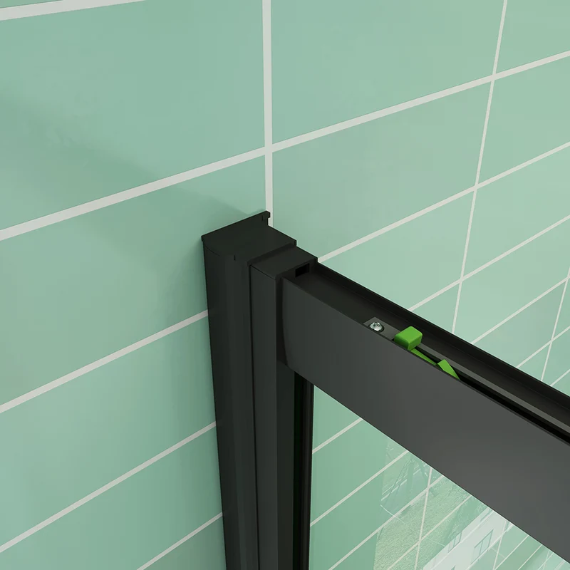Aica : Douche Italienne Élégante avec Receveur Extra-plat Noir, Porte Coulissante Profil Noir (H.195cm) et Bonde de Receveur