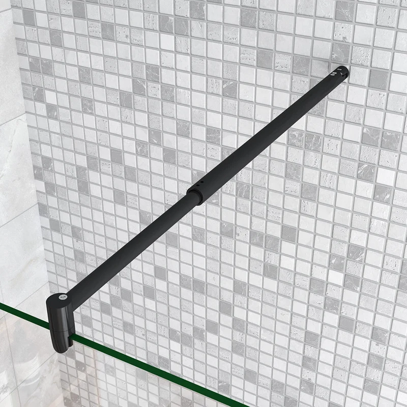 AICA paroi de douche à l'italienne noire 50-160cm avec un retour pivotant 40cm en 8mm verre anticalcaire avec une barre de extensible 70-120cm