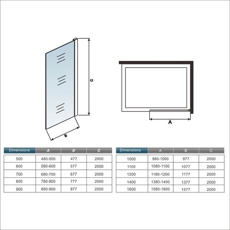 AICA paroi de douche 80-140x200cm paroi de douche à l'italienne en 8mm verre anticalcaire verre coloré