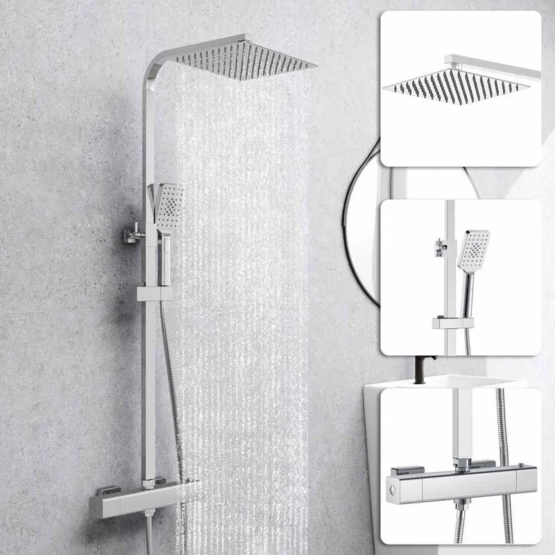 AICA Colonne de douche thermostatique élégante, ensemble de douche thermostatique avec robinet réglable en hauteur